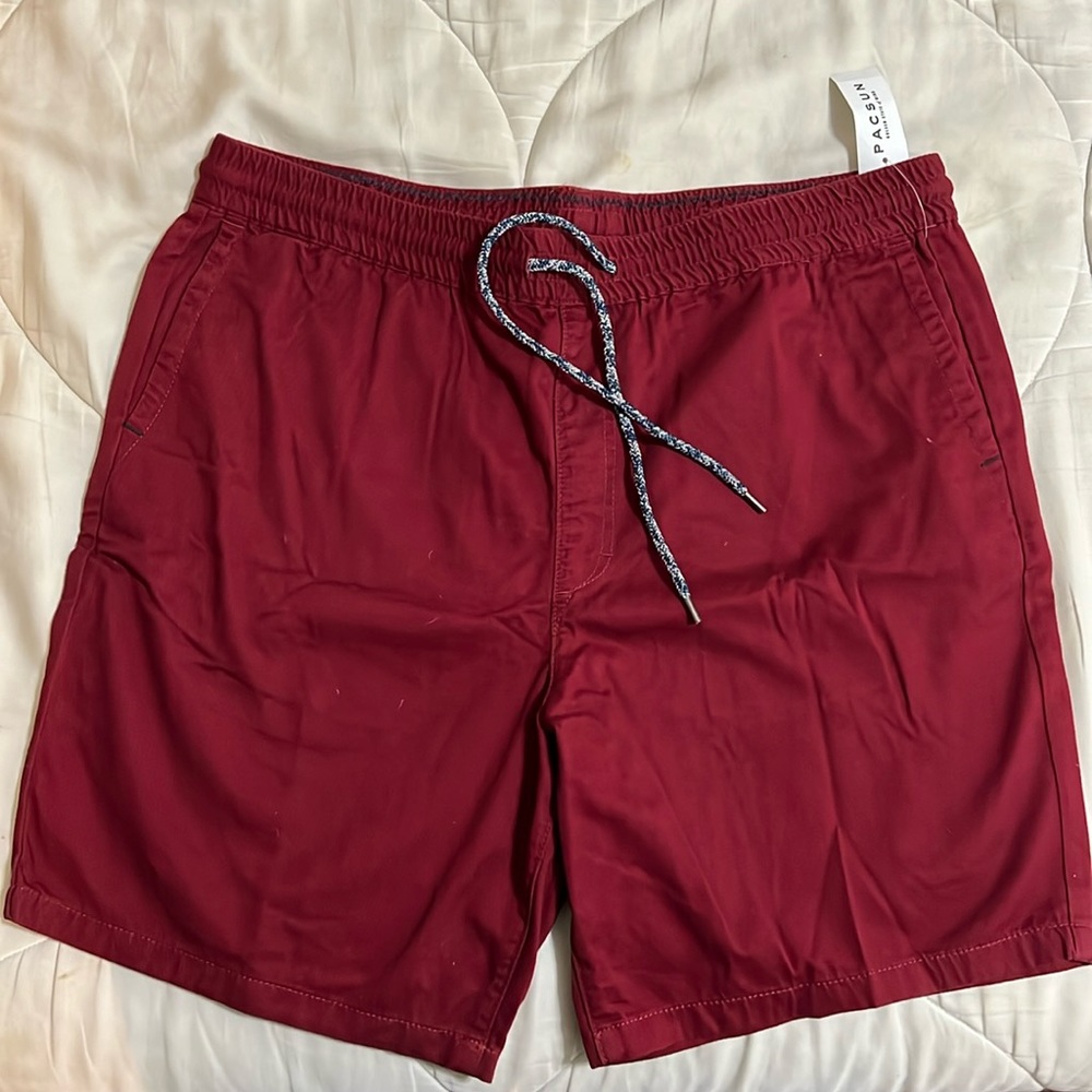 Red khaki shorts